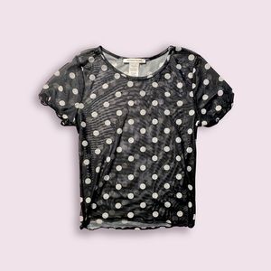 Black & White Polka Dot Mesh Blouse